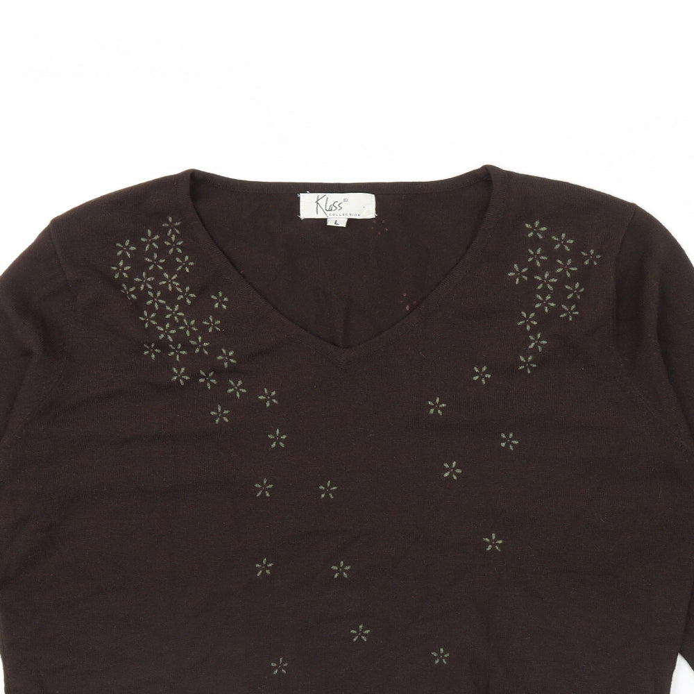 Womens UK Size L klass collection Brown Pullover Jumper