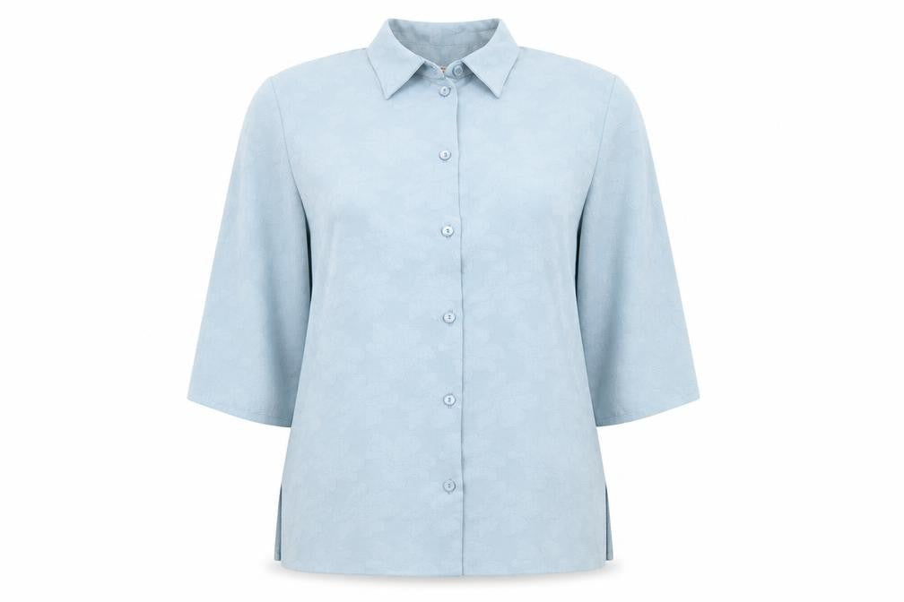 Womens UK Size 12 Bonmarché Blue Basic Button-Up