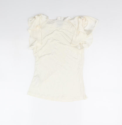 Womens UK Size XS H&M Ivory Cropped Tank