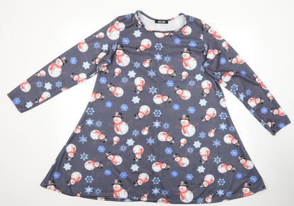 MissLook Womens Multicoloured    Dress Size XL  - Snowman Snowflake Print