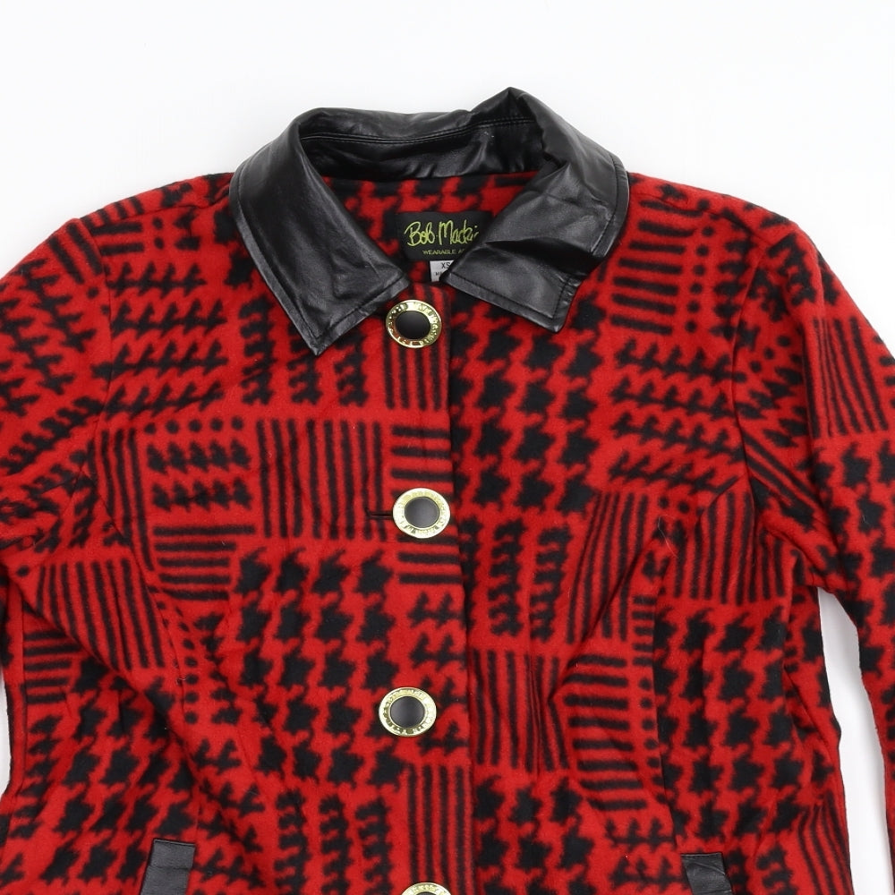 Bob Mackie Womens Red Houndstooth  Jacket  Size XS