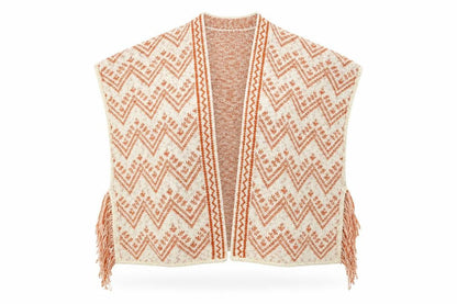 Next Womens Orange Geometric Knit Cape Jumper Size M