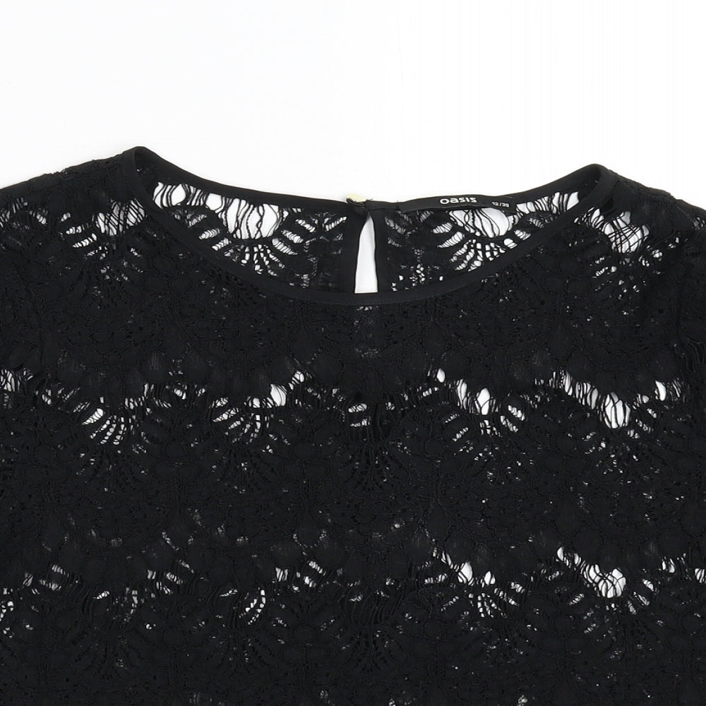 Womens UK Size 12 Oasis Black Basic Blouse
