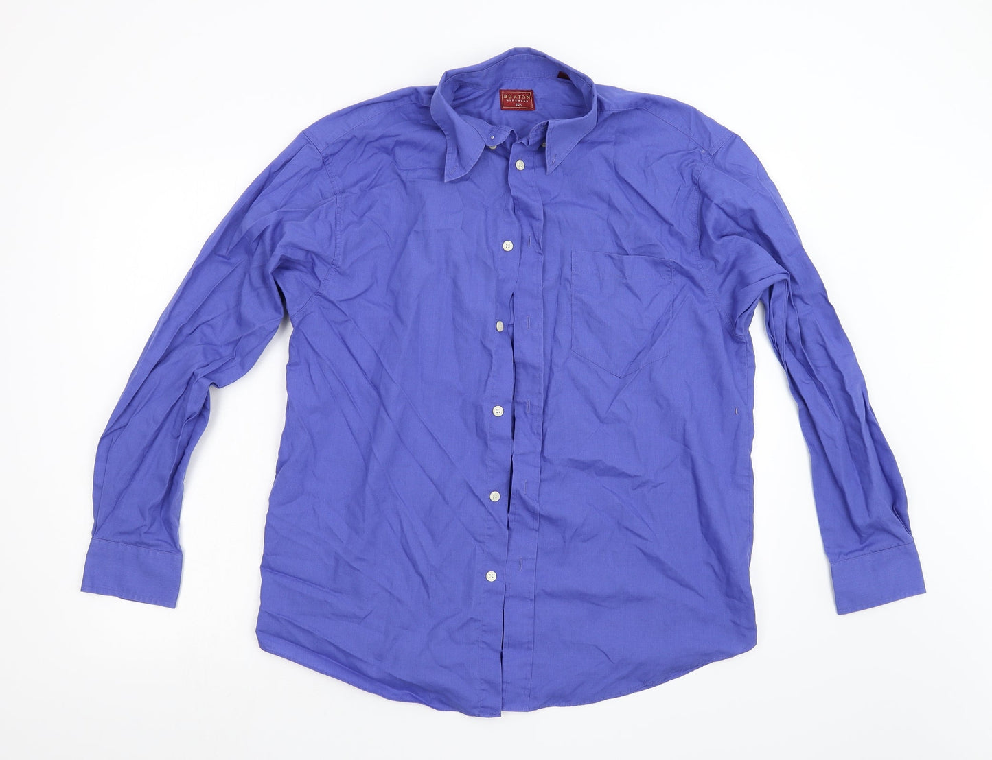 Mens UK Size 15.5 Burton Blue  Button-Up Long Sleeve Casual Shirt