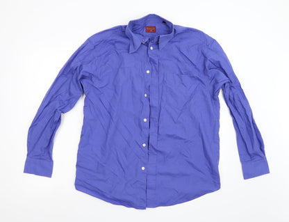 Mens UK Size 15.5 Burton Blue  Button-Up Long Sleeve Casual Shirt