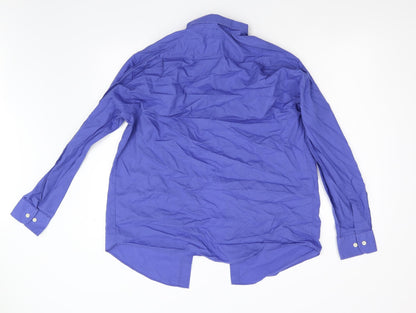 Mens UK Size 15.5 Burton Blue  Button-Up Long Sleeve Casual Shirt