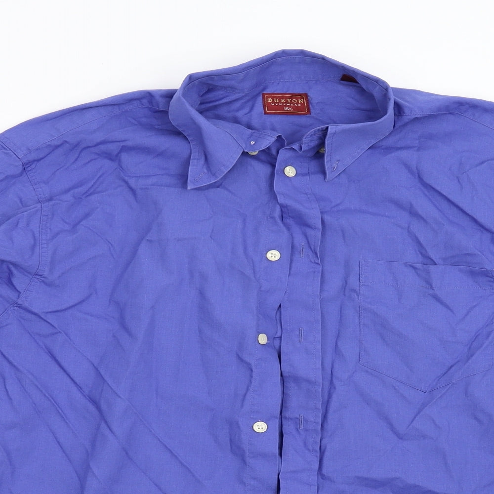 Mens UK Size 15.5 Burton Blue  Button-Up Long Sleeve Casual Shirt