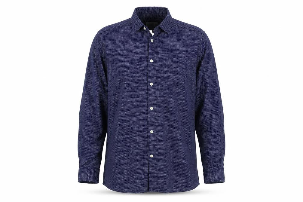 Mens UK Size L George Blue  Button-Up Long Sleeve Casual Shirt