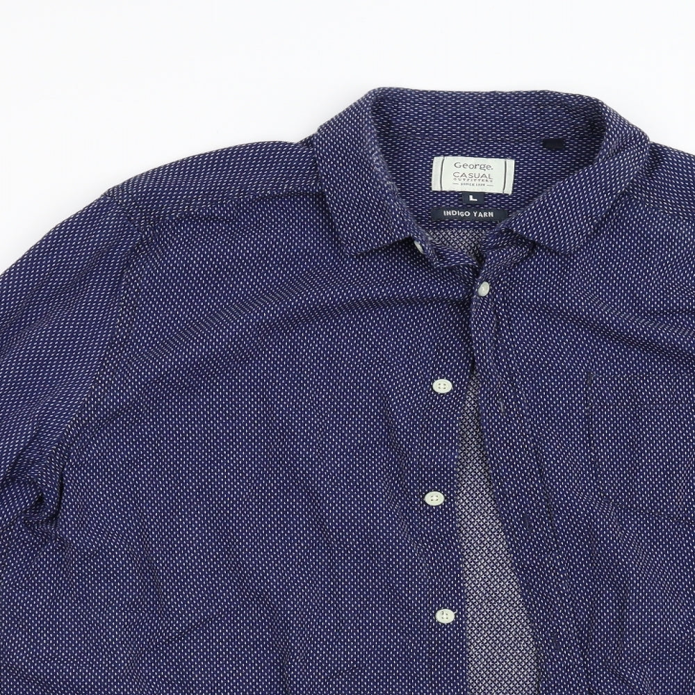 George Mens Blue    Button-Up Size L