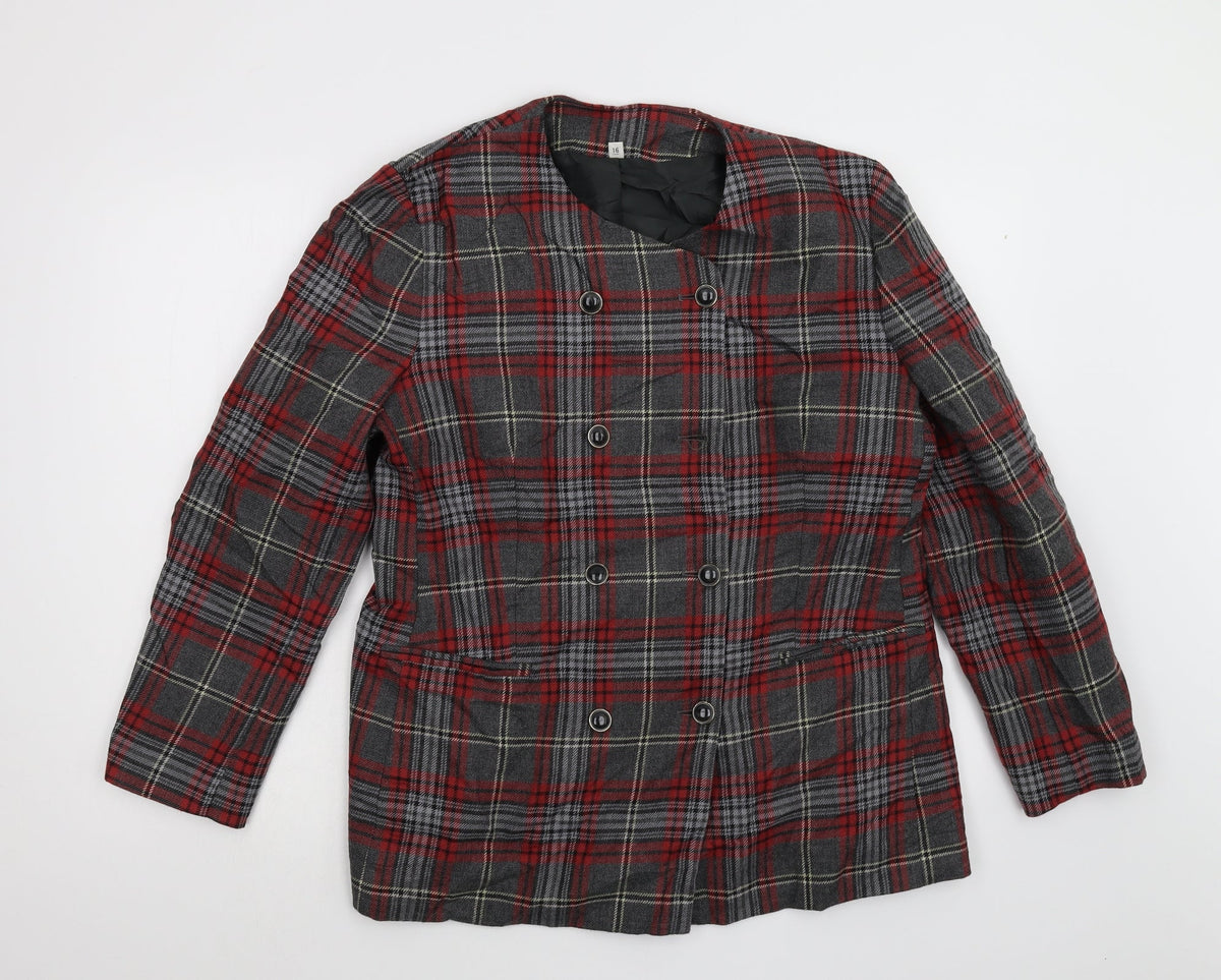 Additional front view of The Edinburgh Collection women’s red check jacket, size UK 16