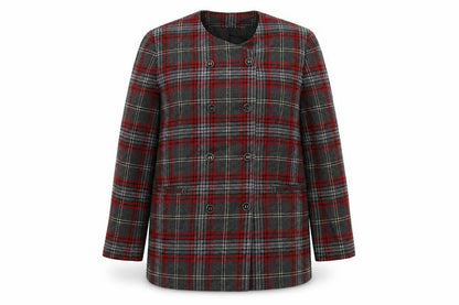 Front view of The Edinburgh Collection women’s red check jacket, size UK 16