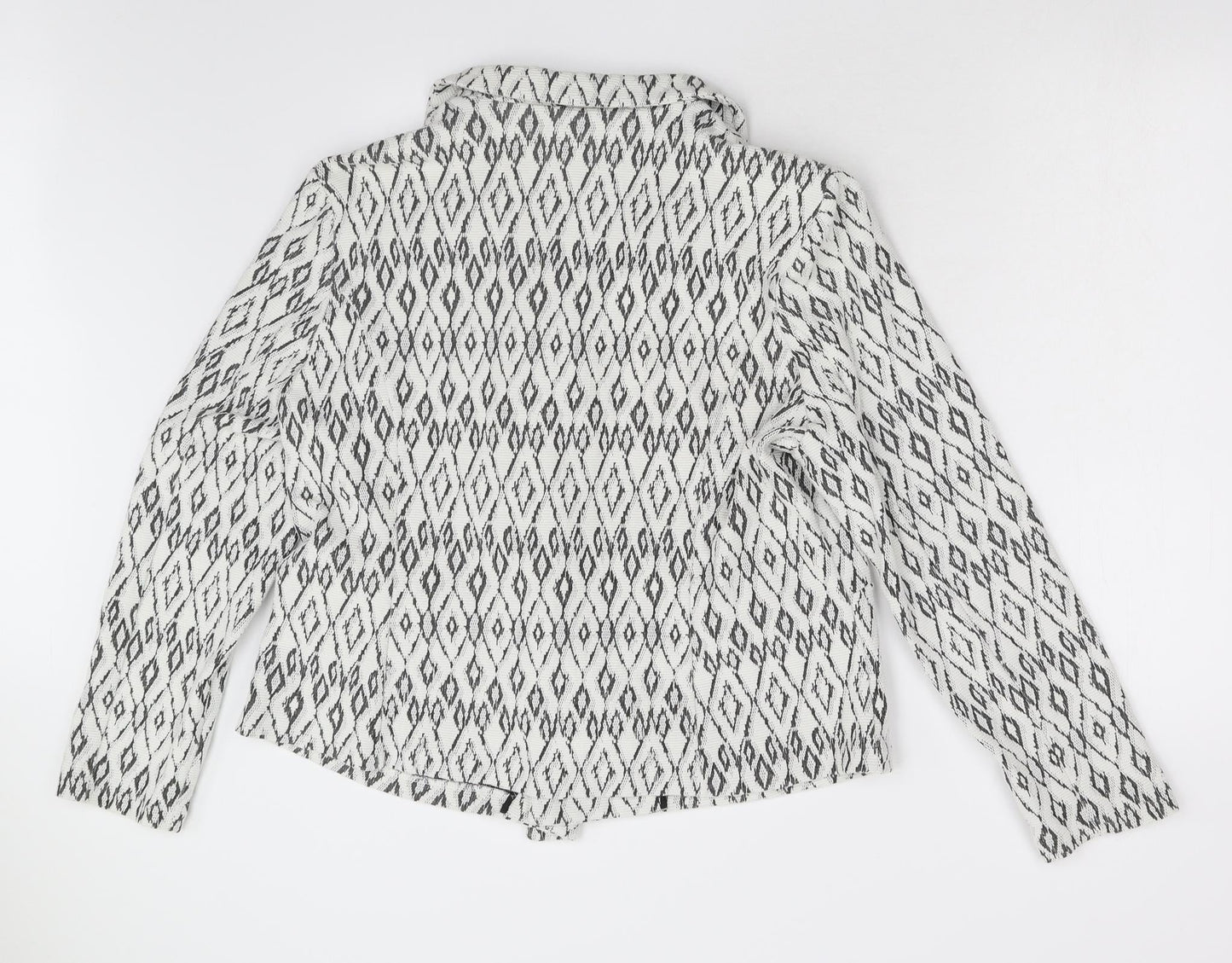 Soon Womens White Geometric  Jacket Blazer Size 20