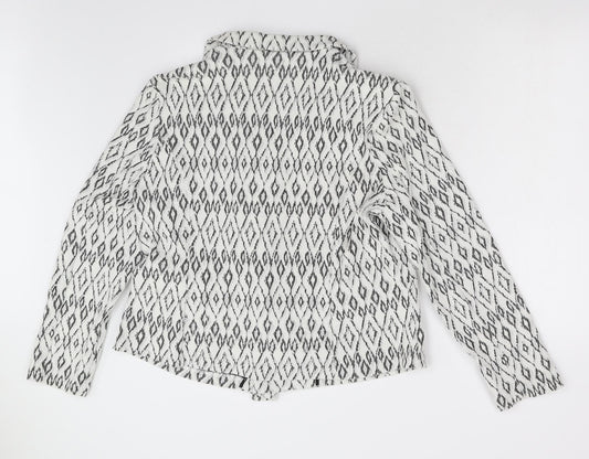 Soon Womens White Geometric  Jacket Blazer Size 20