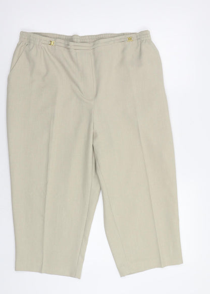 Womens UK Size 20 Canda Regular Fit Cropped Beige Trousers