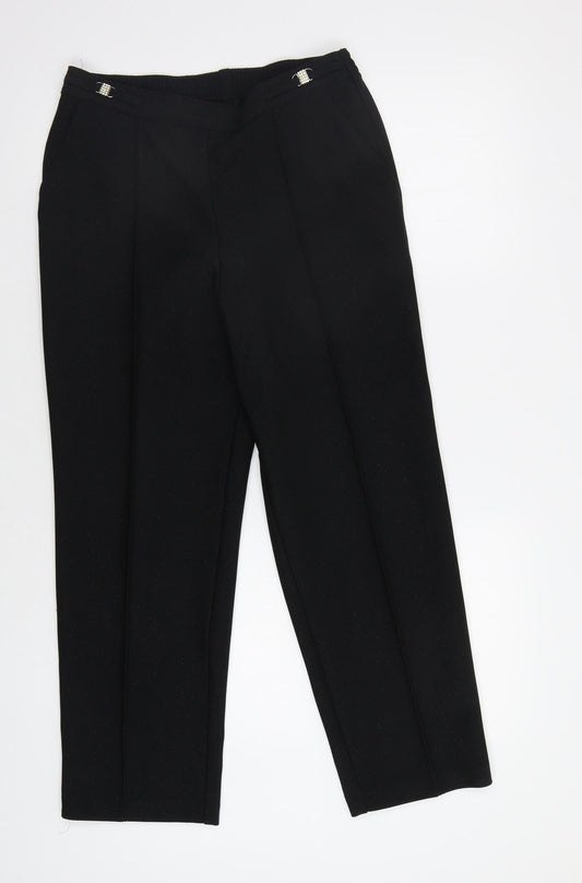 M&S Womens Black Striped  Trousers  Size 10 L26 in