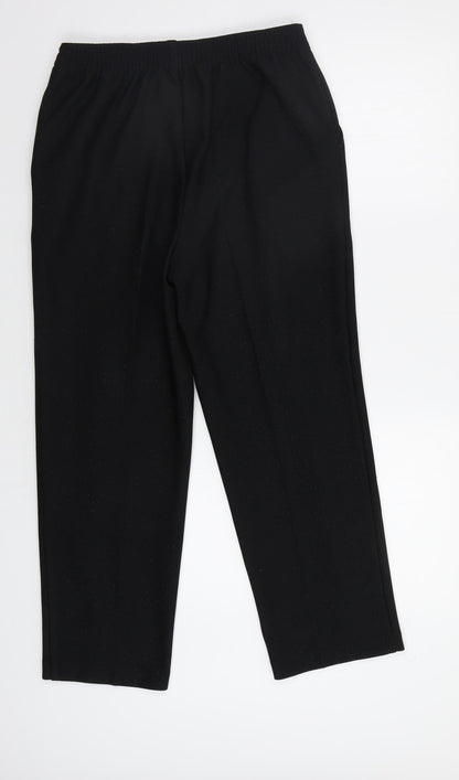 M&S Womens Black Striped  Trousers  Size 10 L26 in