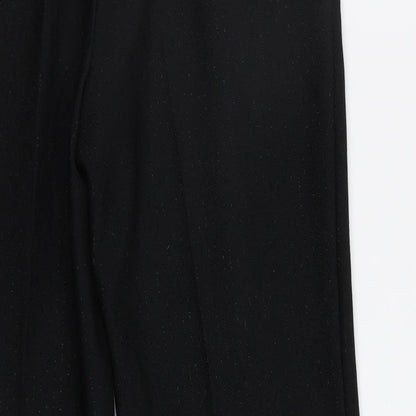 M&S Womens Black Striped  Trousers  Size 10 L26 in