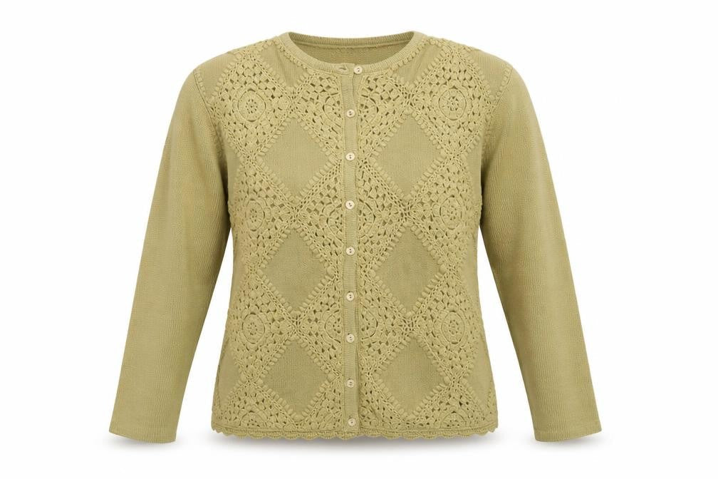 Womens UK Size M Donna Lewis Beige Cardigan Jumper