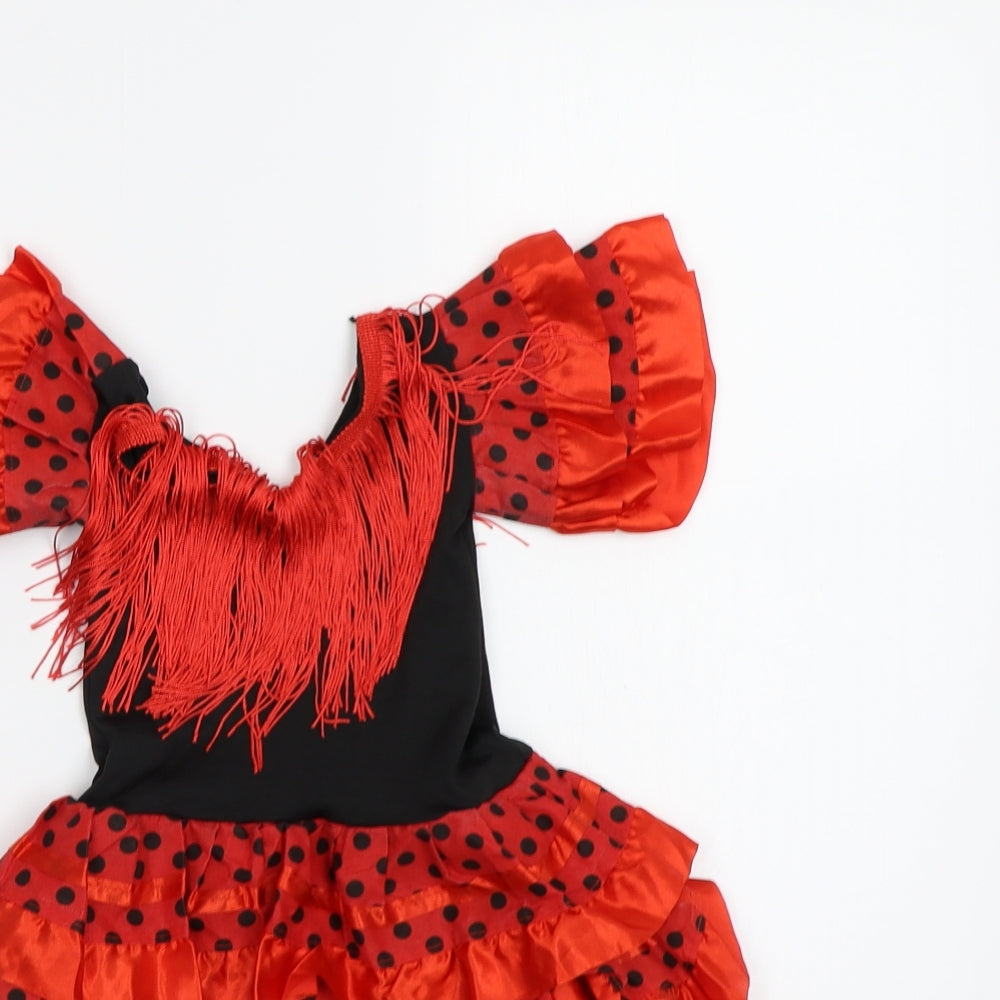 Preworn Girls Red Polka Dot  Ball Gown  Size 2 Years