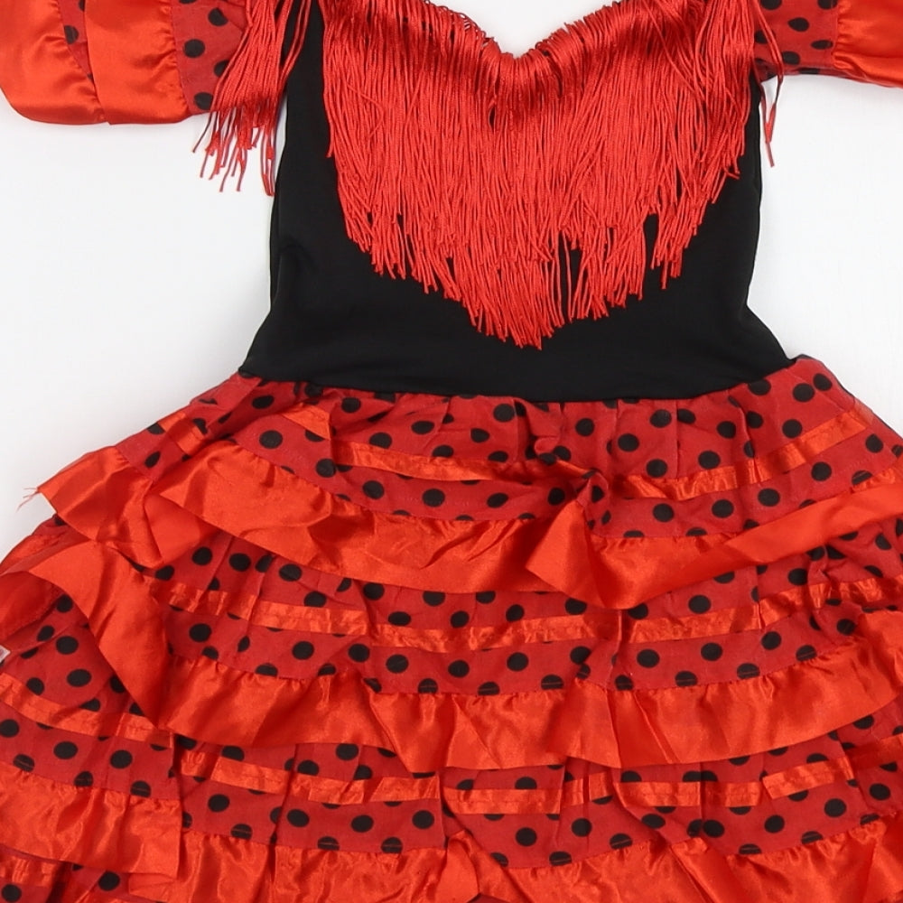 Preworn Girls Red Polka Dot  Ball Gown  Size 2 Years