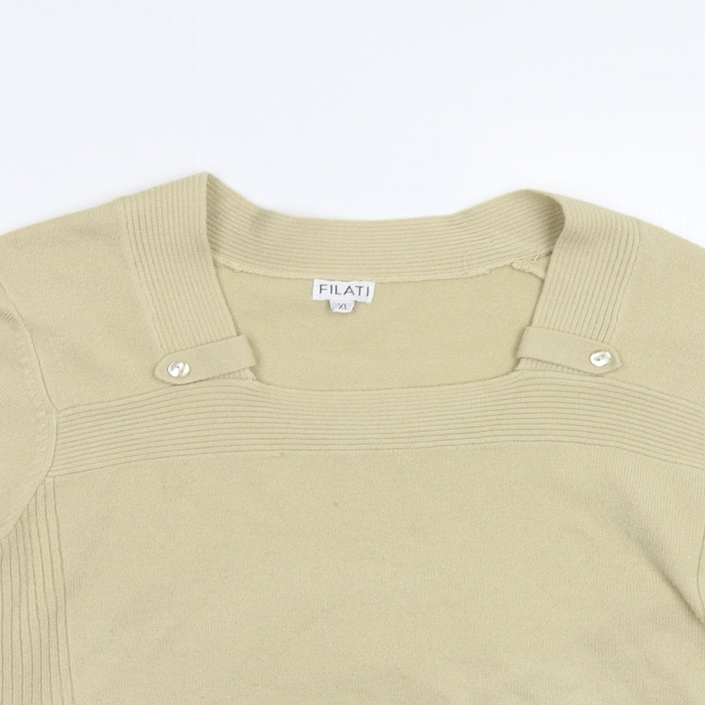 Womens UK Size XL Filati Beige Pullover Jumper