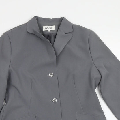 Ivory Womens Grey   Overcoat Blazer Size 14