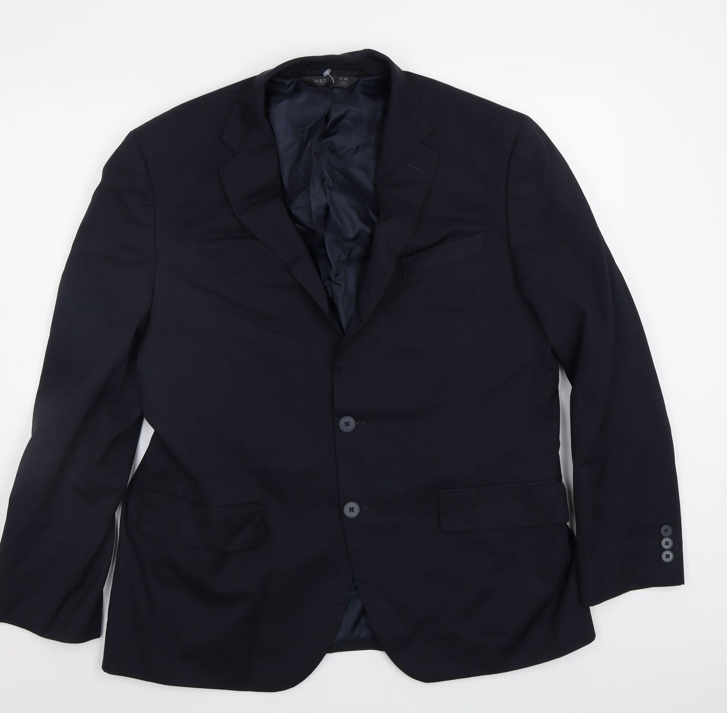 Mens UK Size 42 M&S Regular Blue Suit Jacket