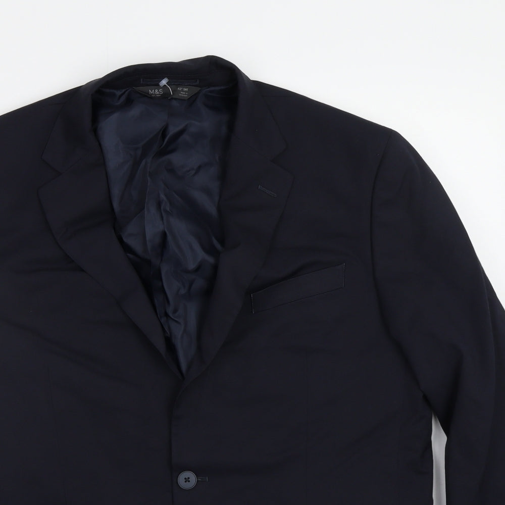 Mens UK Size 42 M&S Regular Blue Suit Jacket