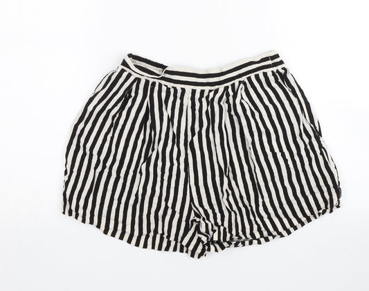 H&M Womens Black Striped  Culotte Shorts Size 6