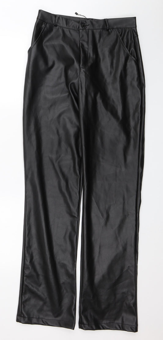 Womens UK Size 10 PRETTYLITTLETHING Regular Fit  Black Trousers
