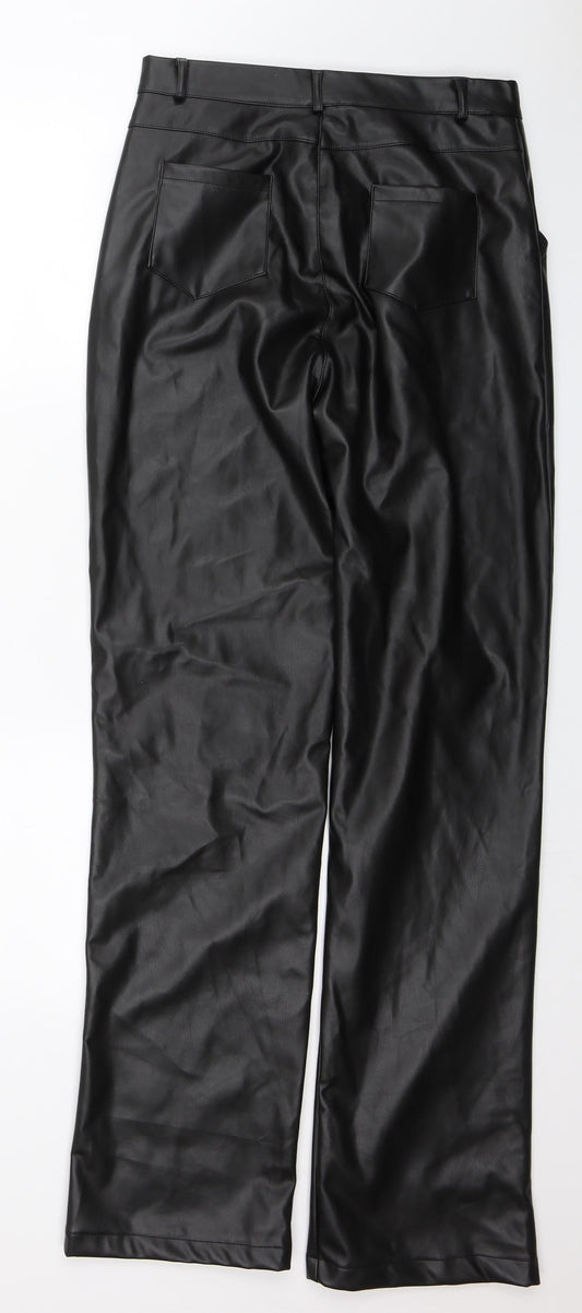 Womens UK Size 10 PRETTYLITTLETHING Regular Fit  Black Trousers