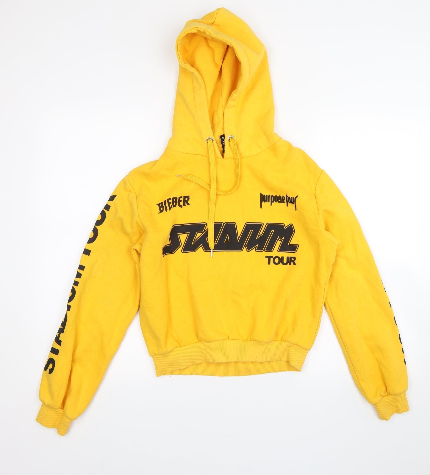 Divided Womens Yellow   Pullover Hoodie Size XS  - bieber tour
