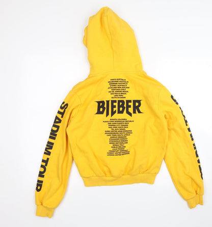 Divided Womens Yellow   Pullover Hoodie Size XS  - bieber tour