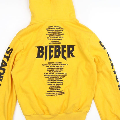 Divided Womens Yellow   Pullover Hoodie Size XS  - bieber tour