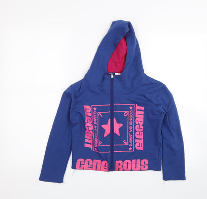 Niebieski Girls Blue   Full Zip Hoodie Size 11-12 Years
