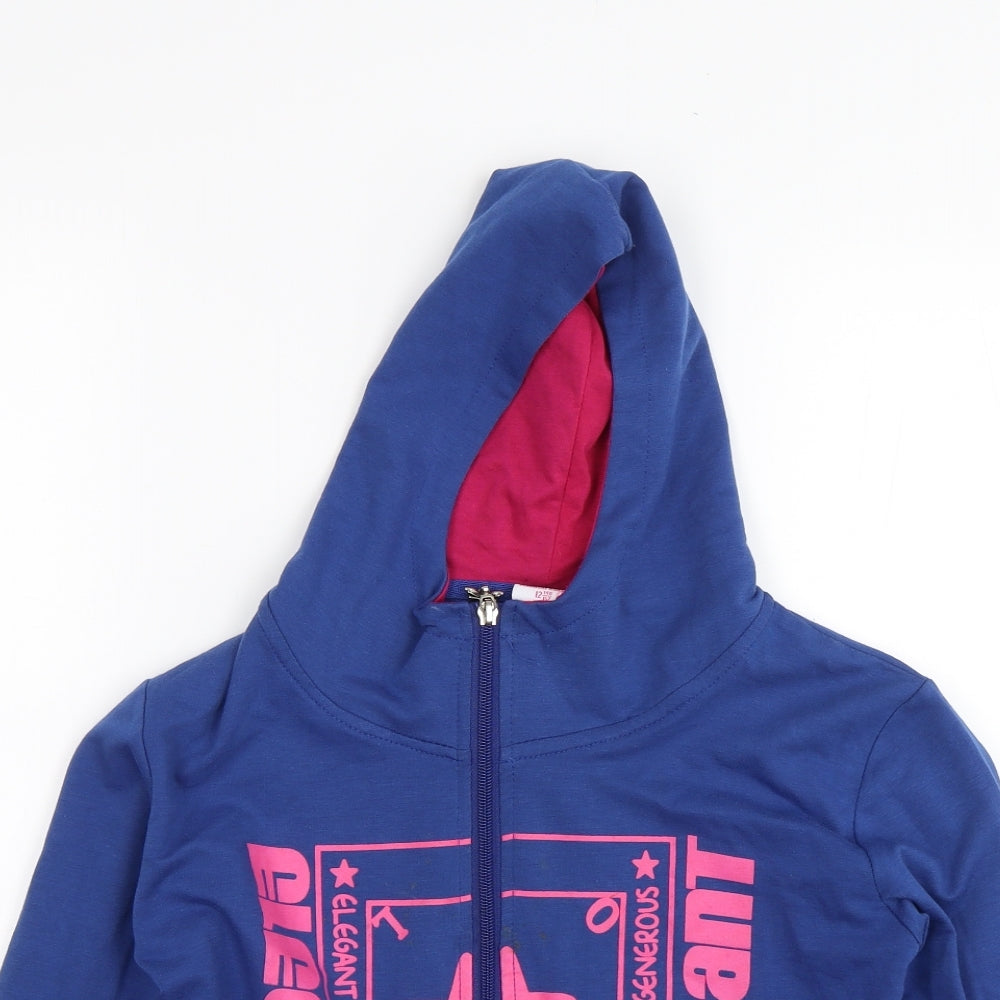 Niebieski Girls Blue   Full Zip Hoodie Size 11-12 Years