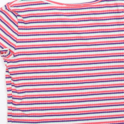 Primark Womens Pink Striped  Basic T-Shirt Size 8