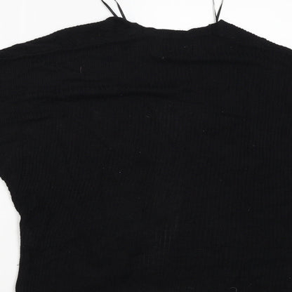 Womens UK Size S Papaya Black Cardigan Jumper