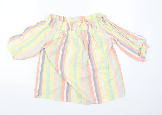 F&F Womens Multicoloured Striped  Basic Blouse Size 12
