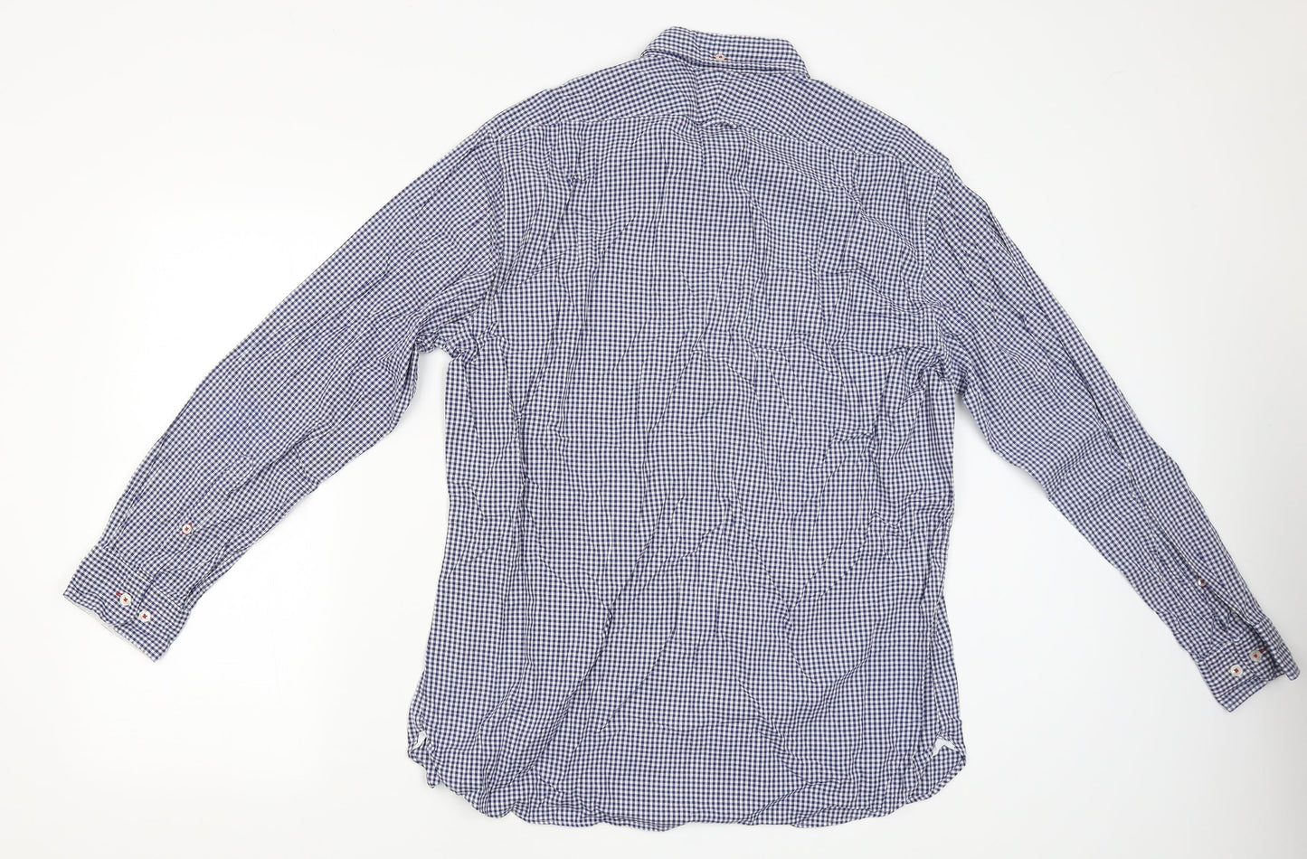Thomas Hayes Mens Blue Check   Button-Up Size L