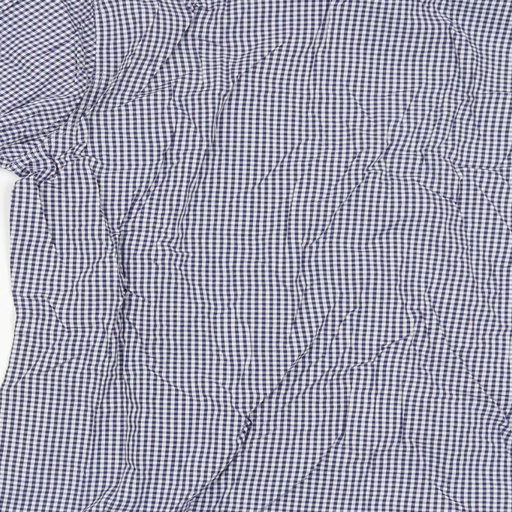 Thomas Hayes Mens Blue Check   Button-Up Size L