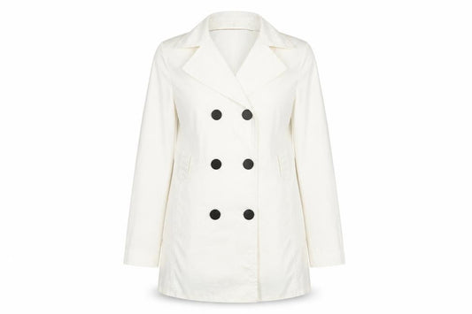 Front view of Evie women’s white jacket coat, size UK 14