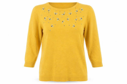 Womens UK Size 12 Love knitwear Yellow Pullover Jumper