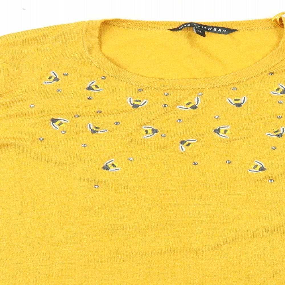 Love knitwear Womens Yellow   Pullover Jumper Size 12