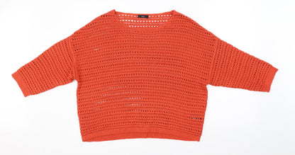 Womens UK Size 16 M&Co Orange Pullover Jumper