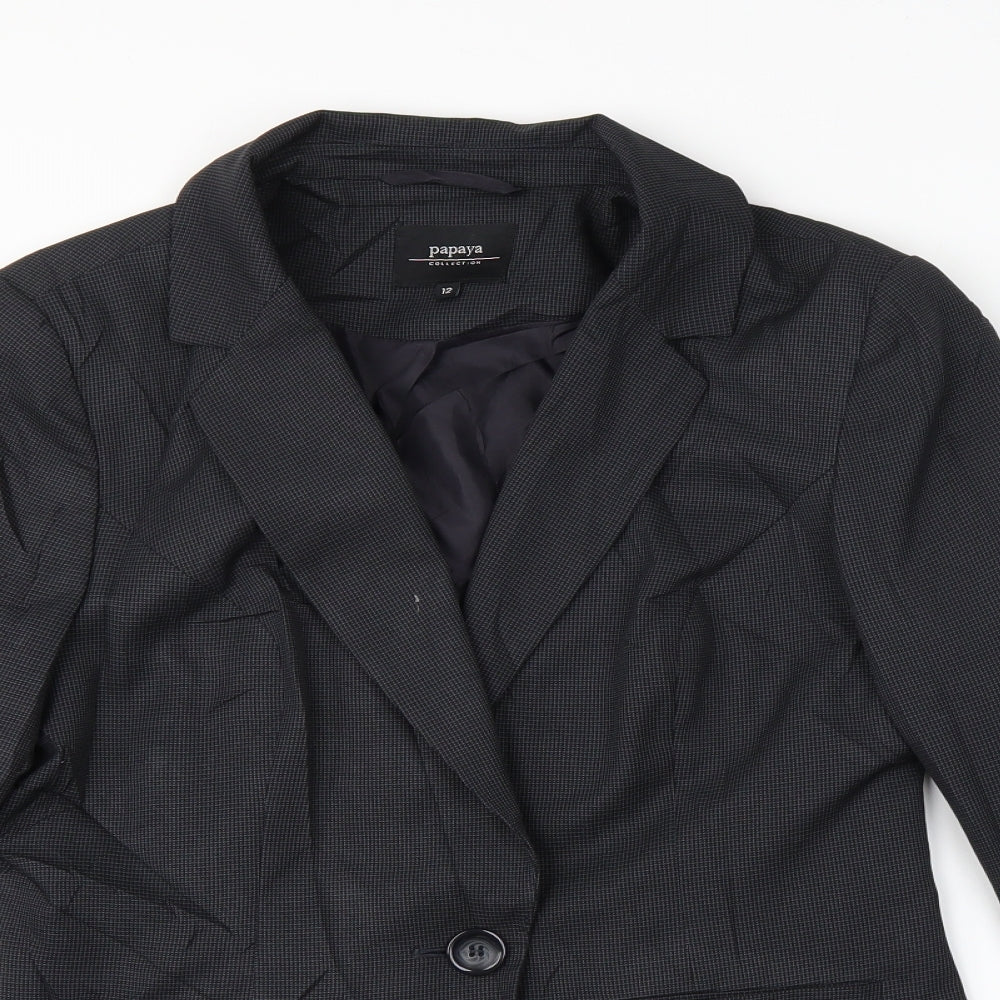 Papaya Womens Grey Check  Jacket Suit Jacket Size 12