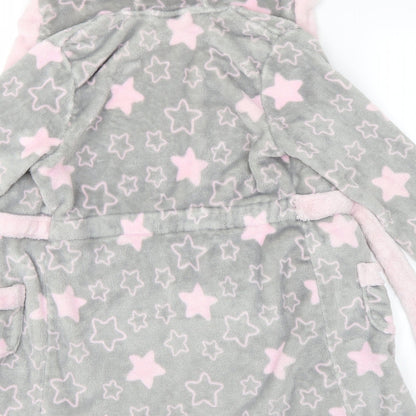 Preworn Girls Grey Geometric   Robe Size 10 Years