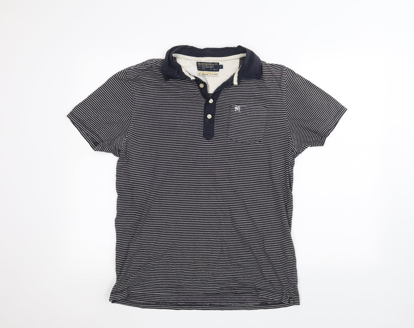 Hammond & Co Mens Blue Striped   Polo Size S