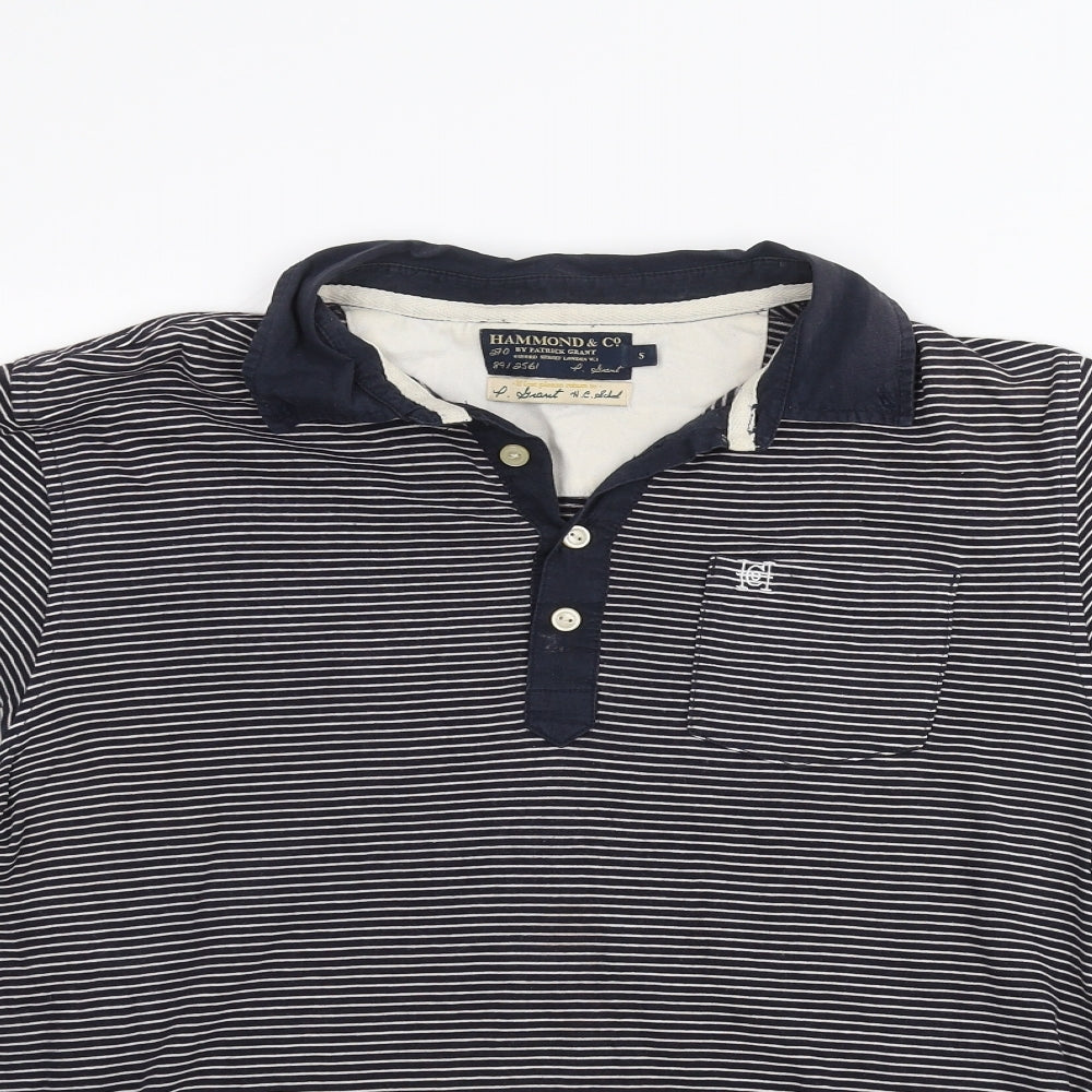 Hammond & Co Mens Blue Striped   Polo Size S