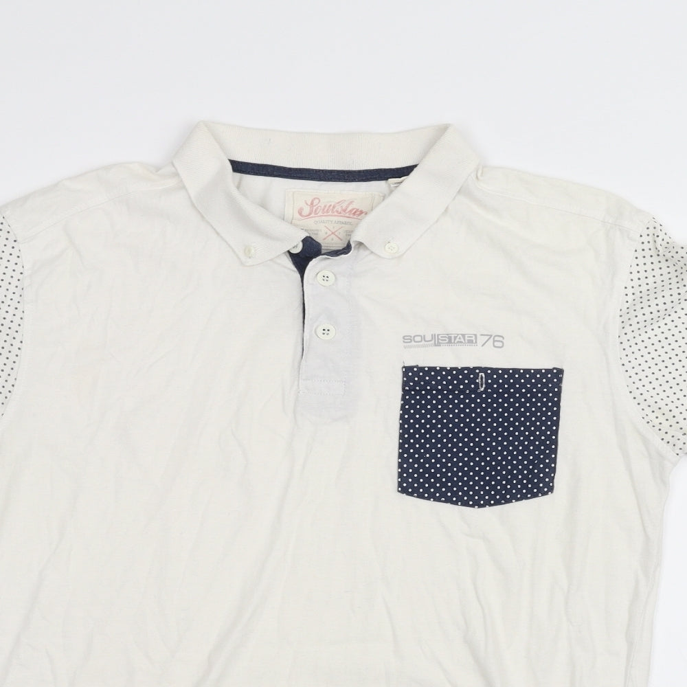 Soul Star Mens White    Polo Size M